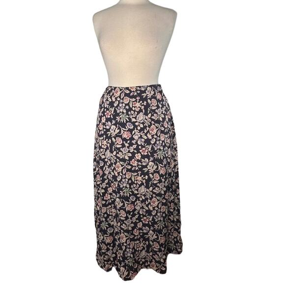 Jones New York Vintage 100% Silk Floral Patterned Maxi Skirt Petite MIDI MM17 - Picture 1 of 7